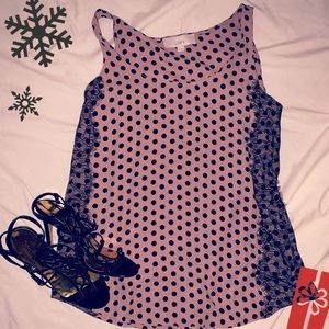 Polka dot and lace LOFT top